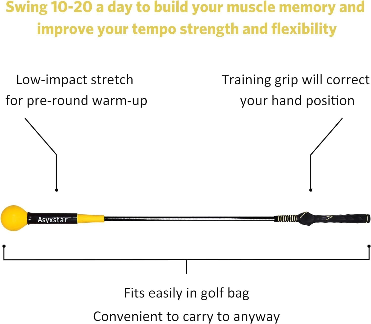 Golf Swing Trainer Aid - Golf Training Aid with Grip Trainer Training Equipment, Power Flex Swing Training Aid for Strength,Balance, and Tempo Swing Speed Trainer