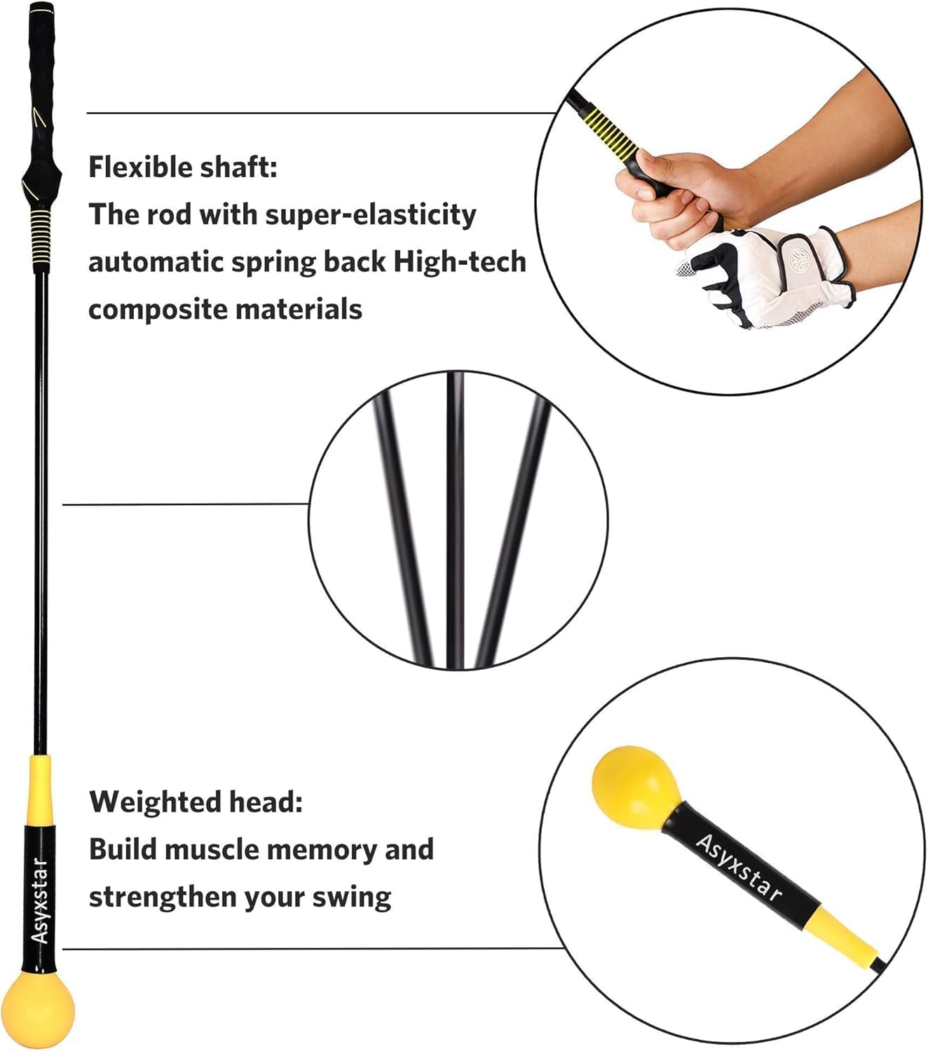 Golf Swing Trainer Aid - Golf Training Aid with Grip Trainer Training Equipment, Power Flex Swing Training Aid for Strength,Balance, and Tempo Swing Speed Trainer